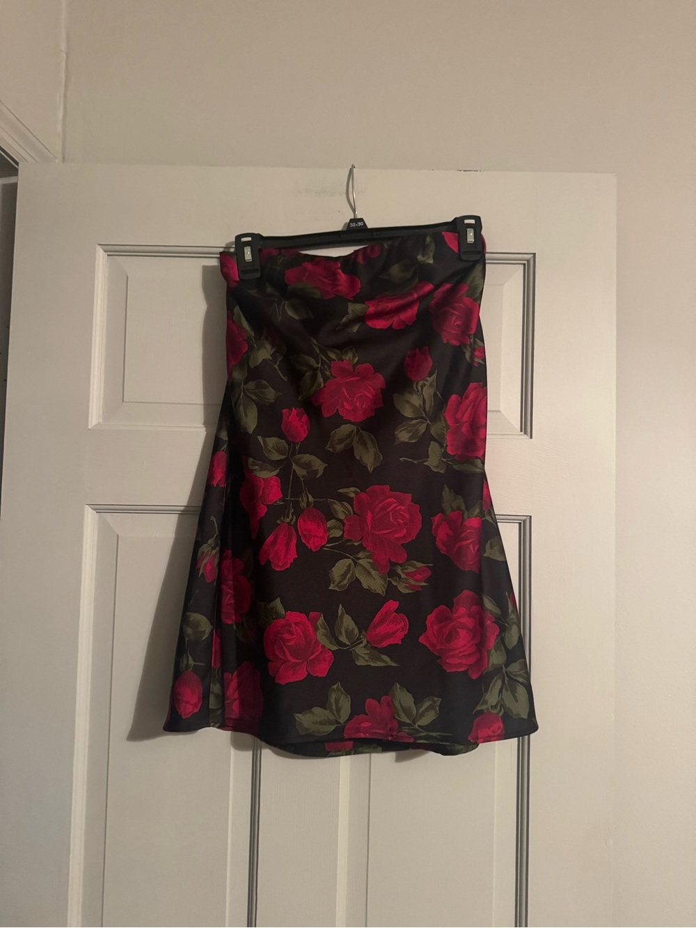 Show Me Your MuMu Black Mini Dress with red Rose Print